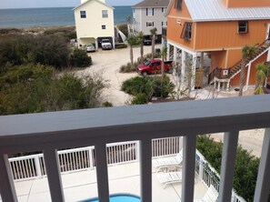 It’s a short easy stroll to the beach.  Boardwalk is between 2 beachfront houses