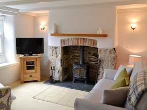 Lounge with wood burning stove | Penney Cottage, Biscovey, near St Austell