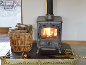 Welcoming wood burner | Shedend, Nether Dallachy, near Spey Bay