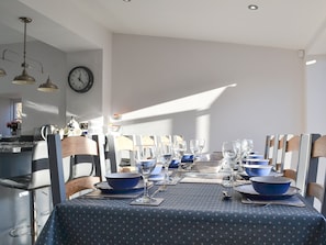 Bright and light dining area with bi-fold doors to garden | Pear Tree Cottage and The Granary, East Witton, near Leyburn