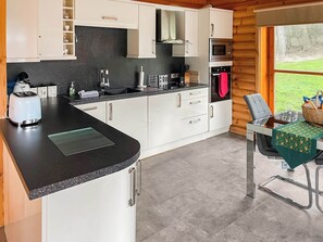 Open plan living/dining room/kitchen | Ashknowe Log Cabin, Glenfarg