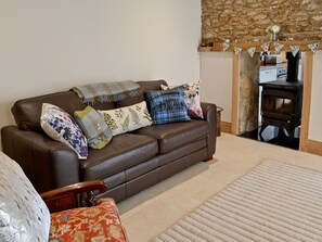 Living room with wood burner | Manor House Dairy Cottage, East Ayton, near Scarborough