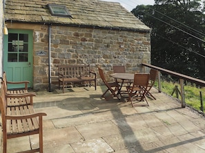 Paved patio with sitting out area and outside eating area | Wickwoods, Wath, near Pateley Bridge