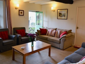 Delightful living room with beamed ceiling and woodburner | Wickwoods, Wath, near Pateley Bridge