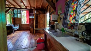 Kitchen and living room on bottom floor