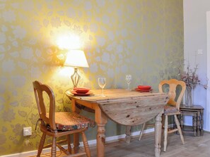 Compact dining area with gorgeous table and chairs | Craven Cottage, Skipton