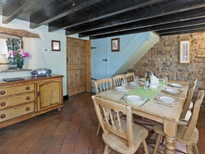 Rustic dining area with many original features | School House, Bradnop, near Leek
