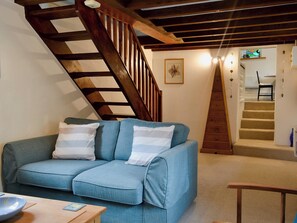 Tranquil and warm living room with wood burner | Oak Apple Cottage, Upottery, near Honiton