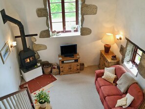 Impressive living room area with beamed cathedral ceiling  | Chywood Barn, Breage, near Helston