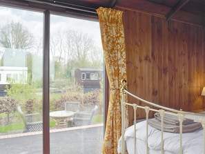 Patio door from bedroom to platform | Wilby Halt - Brockford Railway Sidings, Brockford, near Stowmarket