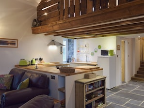 Living space with an impressive vaulted beamed ceiling | Ravens Roost - Upper Farm Barns, Mathry, near St Davids