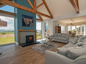 Bright and airy open plan living space with French doors leading to patio | Quarter Acre House - Dinduff Lodge and Quarter Acre House, Low Dinduff, near Stranraer