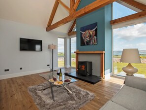Beautifully decorated living room area with cosy wood burner | Quarter Acre House - Dinduff Lodge and Quarter Acre House, Low Dinduff, near Stranraer