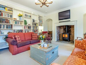 Living room with wood burner | Islington Hall, Tilney All Saints, near King’s Lynn