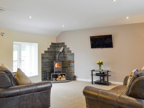 Welcoming living area with wood burner | Hameish Holiday Cottage, Kirkcudbright