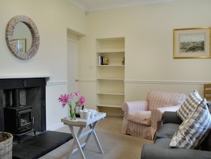 Spacious living/dining room with woodburner | Fernwoodlea, Oakley, near Dunfermline 