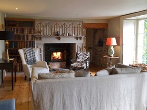 Living room with wood burner | The Old Vicarage, Manaccan, Helford and The Lizard Peninsula
