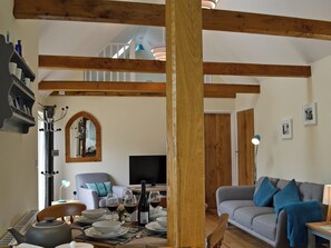 Beautifully presented open plan living space with beams | Cornbrash Farm Cottage, Earlsdown, near Heathfield