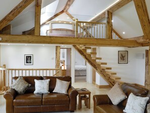 Attractive living area with mezzanine | Combe View - Lower North Radworthy Cottages, Heasley Mill, near South Molton