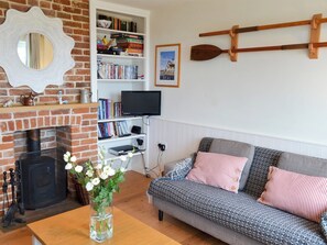 Comfortable living room with wood burner | Violet Cottage, Kingsdown, near Deal