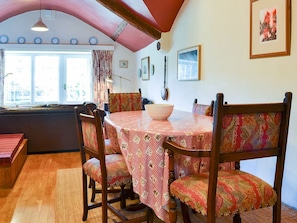 Lovely dining area with quirky ceiling | Birkerthwaite Cottage - Birkerthwaite Cottages, Eskdale