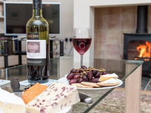 Living room with wood burner | No 1 The Stables - Auchendrane Stables, Alloway, near Ayr