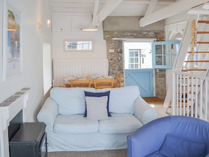 Light and airy loft-style first floor living space | Beach Corner Cottage, Gorran Haven, near St Austell