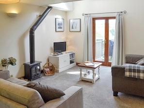 Light and airy living area with double doors to balcony | The Forge, Thorncombe, near Broadwindsor