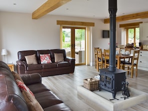 Open-plan designed living space with central wood-burner | 5 The Granary, Pendleton, near Clitheroe