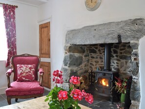 Living room wood burner | Ty Newydd, Llwyngwril, near Aberdovey