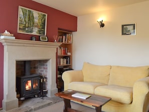 Living room with wood burner | Meadow View, Peak Dale, near Buxton