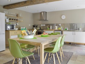 Convenient dining area within contemporary kitchen/diner | West Barn, Holymoorside, near Chesterfield