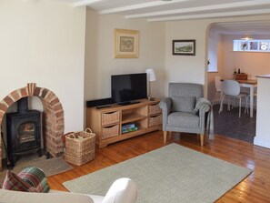 Beamed open plan living space | Rowan Cottage, Aislaby, near Whitby