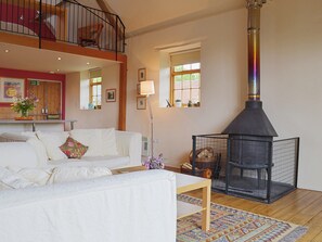 Lovely living area with wood burner | Little Burcott Loft, Burcott, Wells