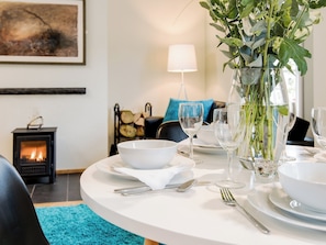 Cosy living/ diing room with multi fuel burner | Knocktinkle - Gatehouses of Fleet, Gatehouse of Fleet