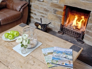 Cosy open fire | Fran’s Cottage, Mevagissey near St. Austell