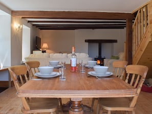 Wonderful dining area in the living/dining room | Woodlands, Laugharne, near Pendine