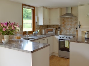 Well equipped kitchen area | Apple Barrel Barn, Dunkeswell Abbey, near Honiton