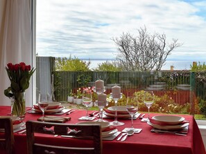 Charming dining area with sea views | Seaforth View, St Monans, near Anstruther