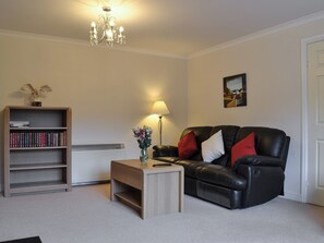 Living room with multi-fuel burner | Riverside, Kimelford, near Oban