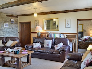 Living room with beamed ceiling | Trowley Farmhouse, near Painscastle, Hay-on-Wye