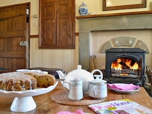 Living room with cosy woodburner | Trowley Farmhouse, near Painscastle, Hay-on-Wye