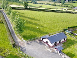 Aerial shot of the property | River Cottage - Mill Farm Holiday Cottages, Heyope, near Knighton