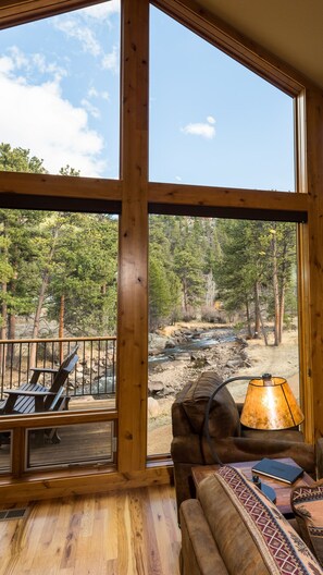 Big Thompson River and mountain views from every window