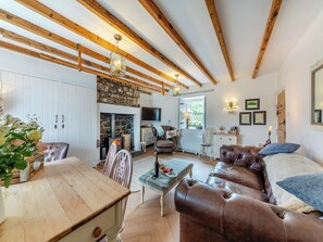 Lovely cosy living/dining room with multi-fuel burner | Lake View Cottage, Yarrow Moor, near Bellingham