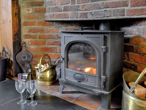 Warm and cosy wood burner | Nant y Bwthyn, Dol-y-Bont, near Borth