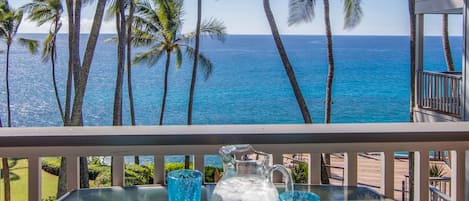 Oceanfront view from the lanai.  The perfect spot for morning coffee.  