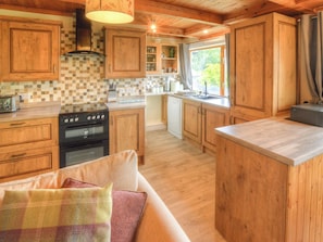 Kitchen area viewed from living room | Hadrian’s Garden Villa, Henshaw, near Haltwhistle