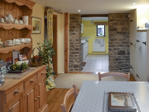 Open aspect to kitchen from dining room | Ladycroft Barn, Thornhill, Hope Valley