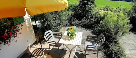 Ferienwohnung Kampennest 32 qm mit Wohn-/Schlafraum und Ost-Terrasse, App.10-Ferienappartement Kampennest Terrasse